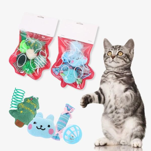 

cat toys christmas toy creative bag set with bell ball plush favors festival party pet decoration supplies &