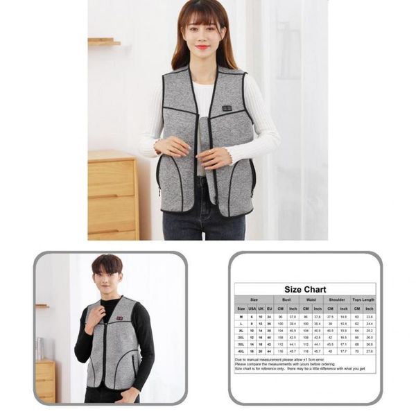 

men's vests vest 3 heating levels useful zipper closure heated clothing, Black;white