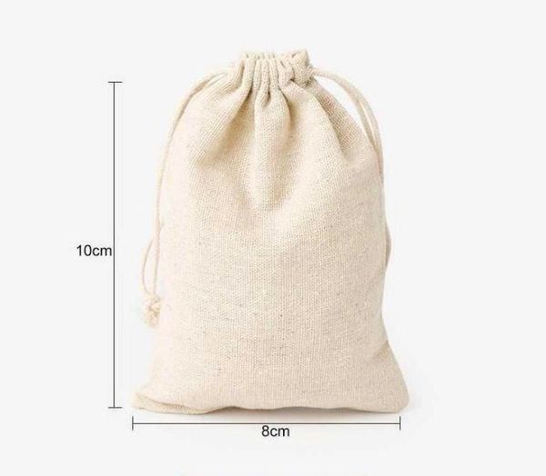 Kleine natürliche Leinen Jute Sack Geschenk Taschen Schmuck Beutel Kordelzug Tasche für Startseite Party-Speicher 110 * 8cm Großhandel