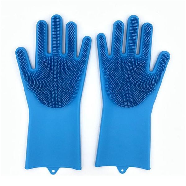 

1pair rubber sponge gloves sile cleaning gloves magic dishwashing gloves for washing dishes with brushes kitchen h qylzxe