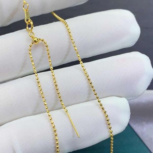 

chains solid 18k yellow gold necklace chain smooth beads 17inch, Silver