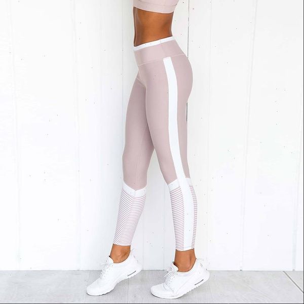 

women pink leggings patchwork high waist booty leggings workout fitness active pants girls sports leggings female slim, Black