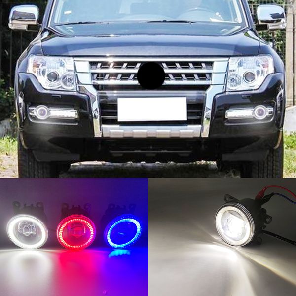 2 funções auto diodo emissor de luz drl luz de corrida diurna para mitsubishi montero pajero esporte 2013-2018 anjo de carro olhos nevoeiro lâmpada foglight