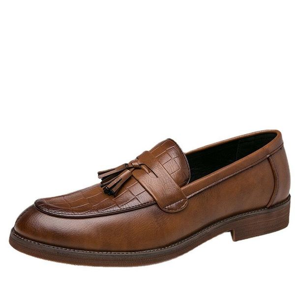 

men dress shoes leather business shoes handmade casual formal loafers men, Black