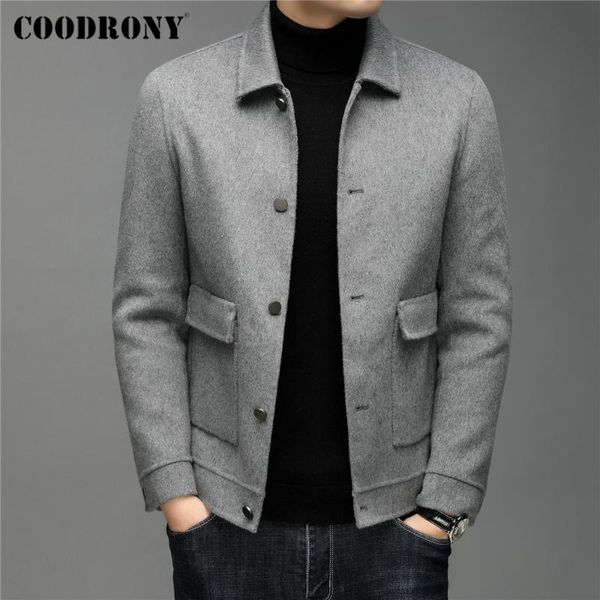 

men's wool & blends coodrony brand autumn winter jacket trench soft warm coat men clothing arrival fashion casual overcoat big pocket c, Black