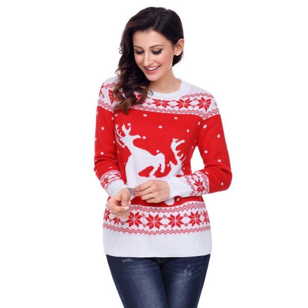 

yoga outfits 2021 women sweater coat hoodies sportswear for womens long sleeve round neck reindeer in the snow christmas jumper cardigan, White;red