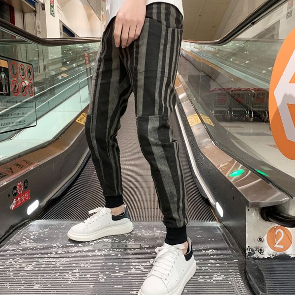 

mode 2021 new amended striped design hare simple male pants all games big pocket casual corridors hip hop 36 cv9b, Black