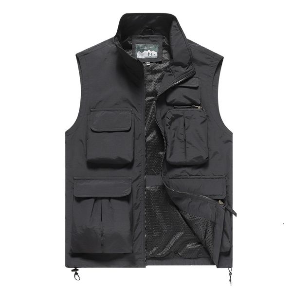 

2021 new men in outdoor rapid breathable drying multi-pocket mesh jacket waistcoats discharging p hiking fish vests 9yqs, Black;white