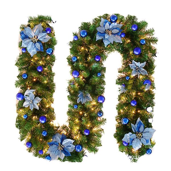 

decorative flowers & wreaths christmas garland wreath door hanger artificial rattan blue pvc 2.7m red pine 2.7 meters encryption fireplace g