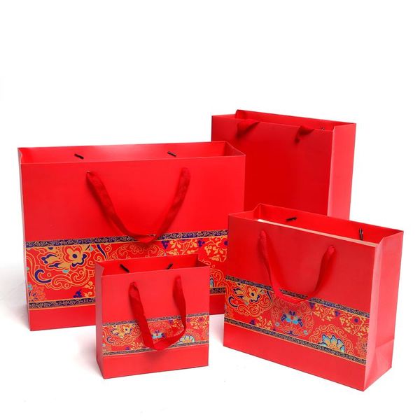 

chinese red gift box packaging chinese red festive gift bag paper bag handbag
