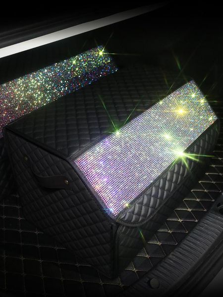 

car organizer trunk organizers and storage for groceries women bling cover foldable box useful auto accessories diamond decoration
