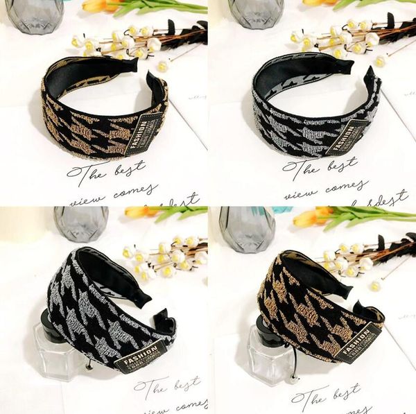 

fashion designer letter printing headbands hairbands womens vintage wide-brimmed hairhoop women wash face antiskid scrunchie headwears hair, Silver