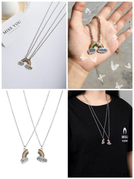

chains 2022 rainbow necklace for women letter girls colorful b pendant necklaces charm clavicle gold chain alloy jewelry friend gift, Silver