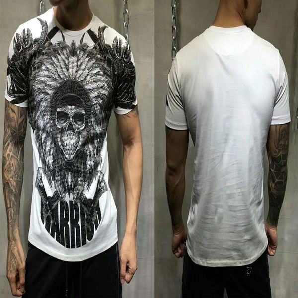 

2021 new 100% algodo moda s tees aldeia strass crnio roupas nova marca de vero manga curta t camisas 5ado, White;black