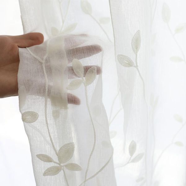 

curtain & drapes white embroidered curtains nordic gray pure color leaf finished simple modern american pastoral