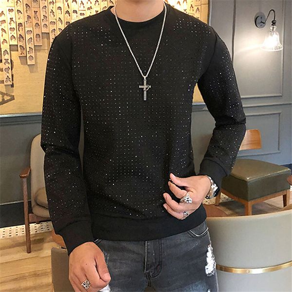 

men's hoodies & sweatshirts euro-american fashion shirt with round collar ironing and drilling in autumn winter hoodies pdt2, Black