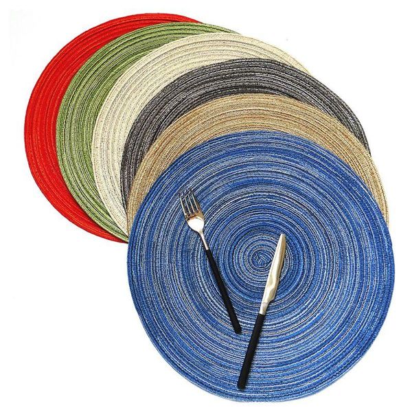 

solid linen table mat round insulation pad placemats for dining table non slip mat japan style kitchen accessories