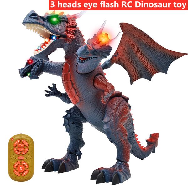 

three head dragon eye flash light rc dinosaur toy rc toy with sound light dance story remote control electric walking dinosaur