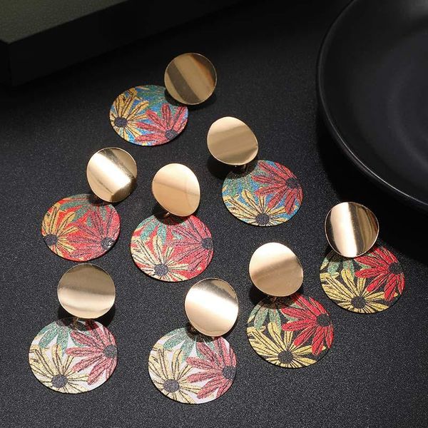 

dangle & chandelier japanese and korean creative frosted sequin earrings fashion simple color flower pattern woman jewelry, Silver