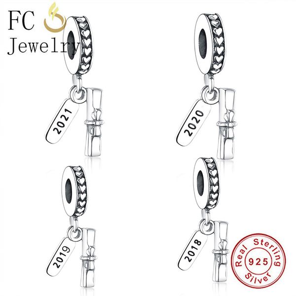 FC Jewelry Fit Original Brand Charm-Armband 925 Silber Band Buch Scroll Buchstabe Kralen Perle 2020 Abschluss Handwerk Berloque Q0531