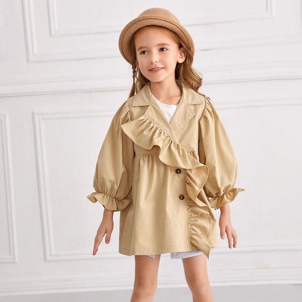 

coat girls jacket fashion dress spring long-sleeve clothing european and american style ruffled children's princess windbreaker, Blue;gray