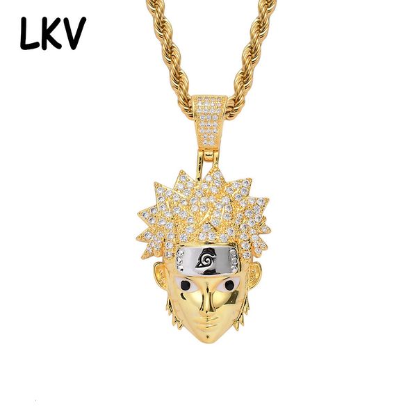 

cartoon character pendant micro inlaid zircon chain movie hip hop necklace, Silver