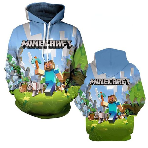 

men's hoodie long sleeve long sweater loose comfortable soft print game minecraft 3d shirt minecraft, White;black