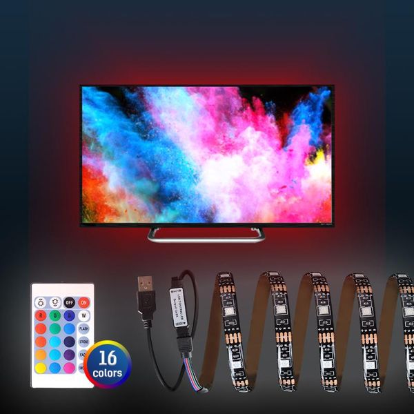 

led strip lights 1m/2m/3m ip65 waterproof usb color changing rgb led with remote control dimmable dc5v 1-3w for bedroom,living