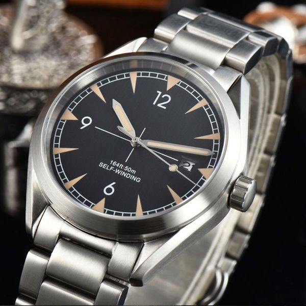 

wristwatches 24 jewels nh35a automatic mens watch 41mm corgeut sapphire glass date luminous brushed bezel 316l stainless steel bracelet, Slivery;brown