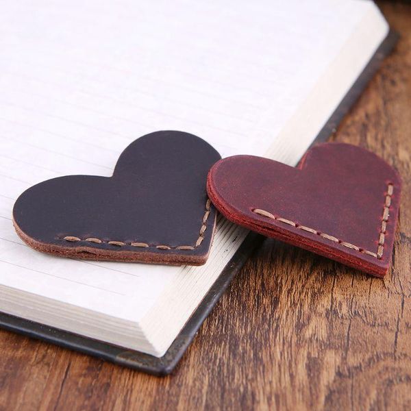 

bookmark heart-shape handcrafted leather reading marking accessories corner page maker gift for book lover readers teacher