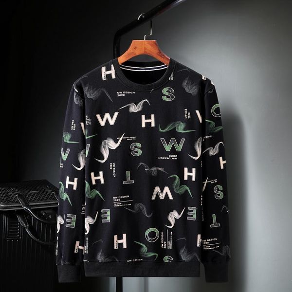 

men's hoodies & sweatshirts plussize 10xl-xl 2021 autumn men casual hoodie crewneck shirt long sleeve sweatshirt hip hop streetwear men, Black