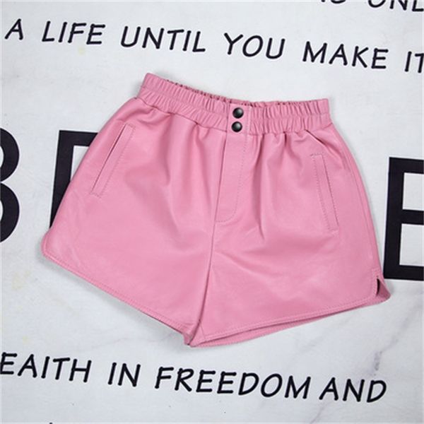 

2021 female spring genuine sheep leather shorts e46 xezy, White;black