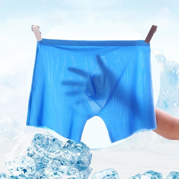 

underpants quick dry no trace ice silk underwear men boxer soft breathable seamless u convex mens comfortable, Black;white