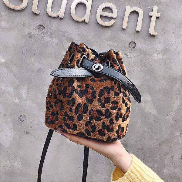

hbp fashion bucket leopard pattern 2021 new slant span single shoulder korean simple versatile women's bag
