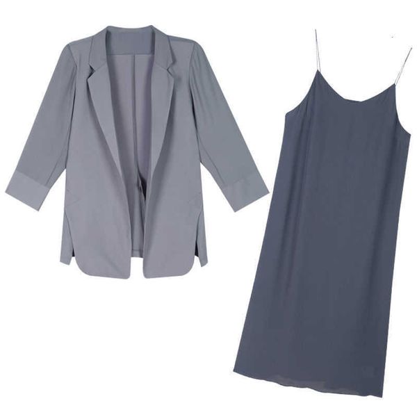 

single / large sling long skirt two piece small fragrance dr's spring and autumn slim suit, Black;gray