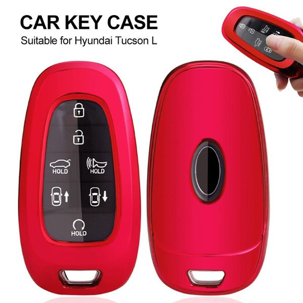 

keychains car key case silicone tpu remote fob cover protection bag protective for hyundai tucson l accessories, Silver
