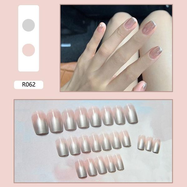 

false nails gold silver nail with glue ballet fake press on full cover french short art manicure tool, Red;gold
