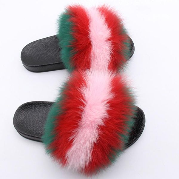 

slippers women's plush summer shoes non slip casual indoor slides comfort ladies slipper female furry rainbow color plus size 45, Black