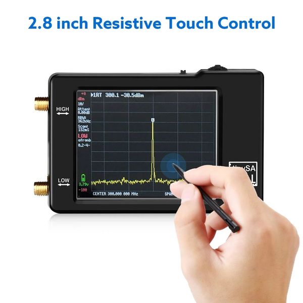 Freeshipping minúsculo analisador de espectro Tinisa 2.8inch analisador de freqüência portátil de tela de toque 0.1MHz ~ 960MHz MF / HF / VHF UHF Entrada