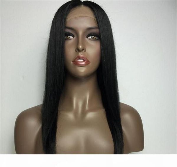 

8a brazilian glueless full lace wig human hair silky straight part front lace wigs for black women fast delivery dhl, Black;brown