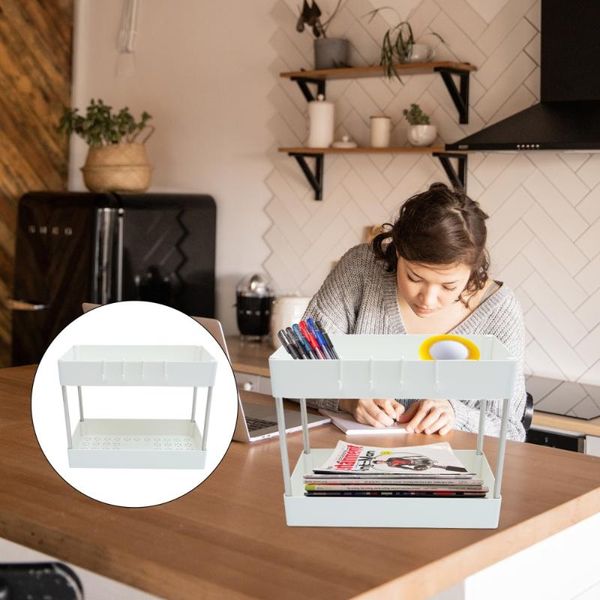 

hooks & rails 1pc kitchen rack double-layer anti-slip multifunctional shelf storage