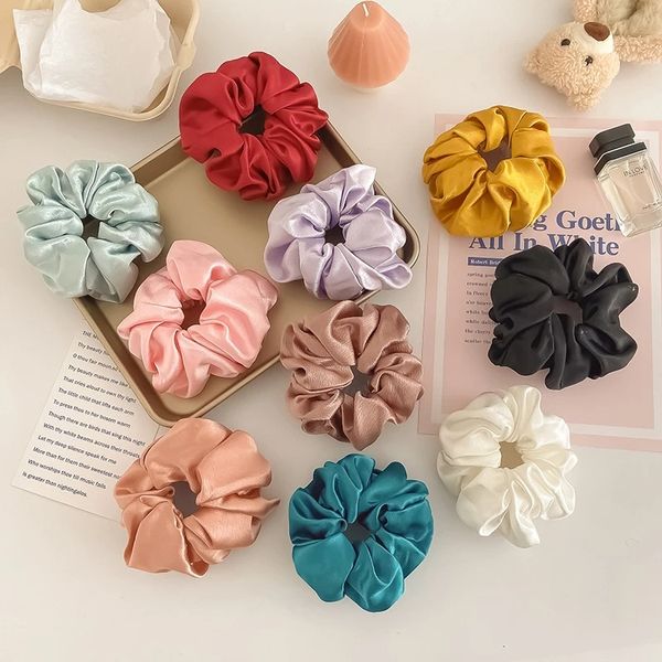 Mulheres Elegante Colorido De Seda De Seda Cabeça Cabeça Elastic Hair Bands Hair Hold Tool Pão Maruko Headband Moda Acessórios De Cabelo