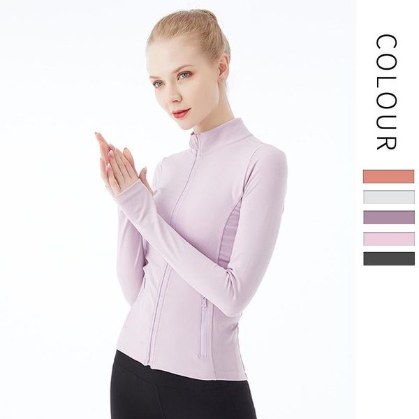 

new sports women's stand collar zipper tight fitness running long sleeve quick drying slim fit short net red yoga suit, White;red