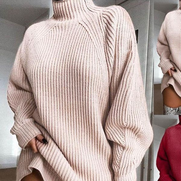 

women knitted turtleneck sweater dress autumn winter warm pullover long sleeve solid casual oversized sweaters dresses 5s, White;black