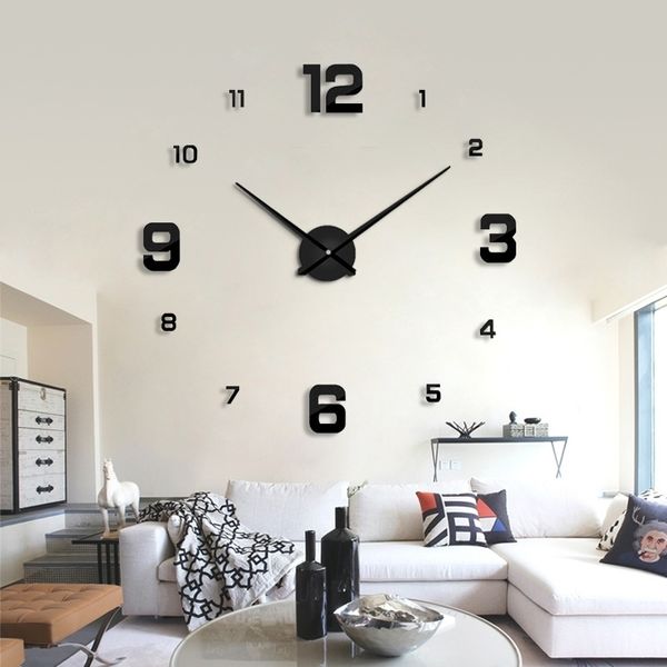 2021 Design moderno apressado relógios de quartzo relógios de moda espelho adesivo diy sala de estar decoração nova chegada 3d real grande relógio de parede 210310