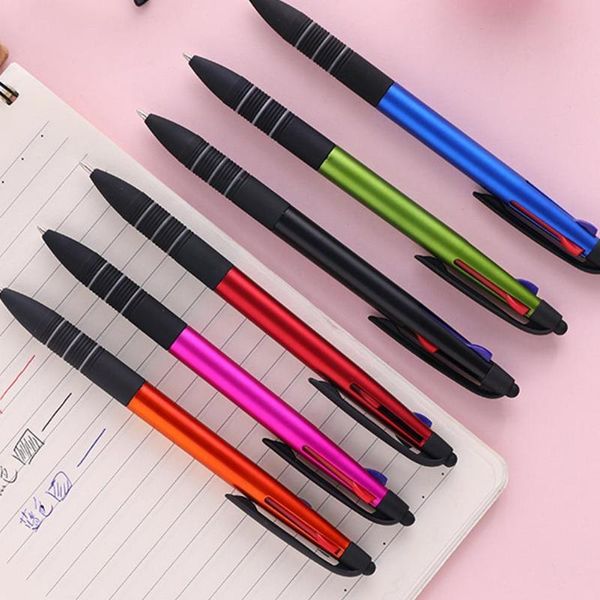 

ballpoint pens 3 colors press pen metal stylus with screen for all capacitive student office supp r9a0, Blue;orange