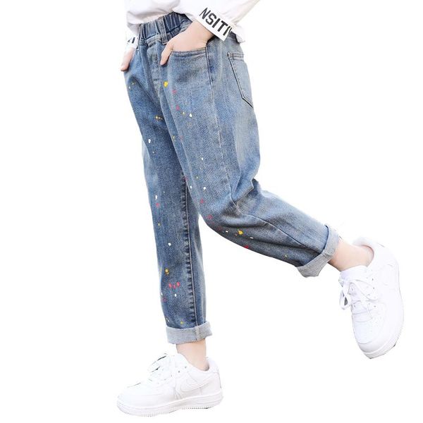 

jeans children's clothing girls 2021 spring and autumn trousers fashion wild casual loose children, Blue