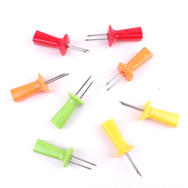 

forks 8pcs stainless steel corn fork grilling skewers barbecue piece fruit cob sticks for camping picnic (random