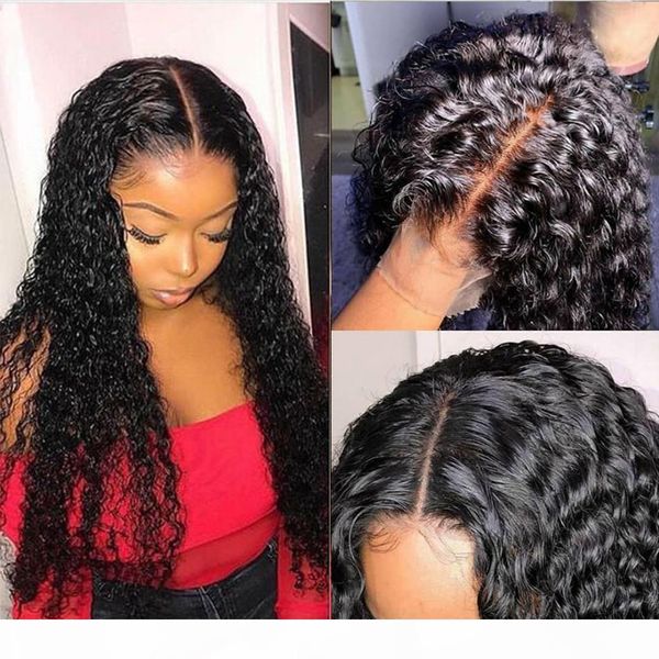 

curly short bob lace front human hair wig pre plucked for black women glueless 13x4 deep wave frontal wig remy, Black;brown