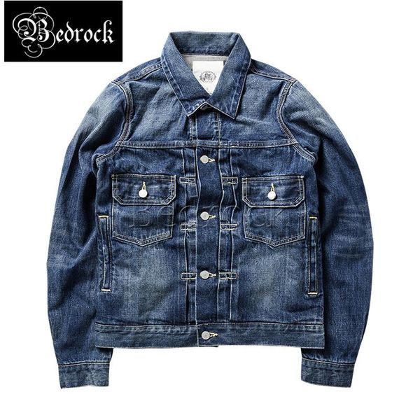 

14oz visvim101 water washed denim denim jacket slub pattern blue cotton slim short jacket vintage men, Black;brown